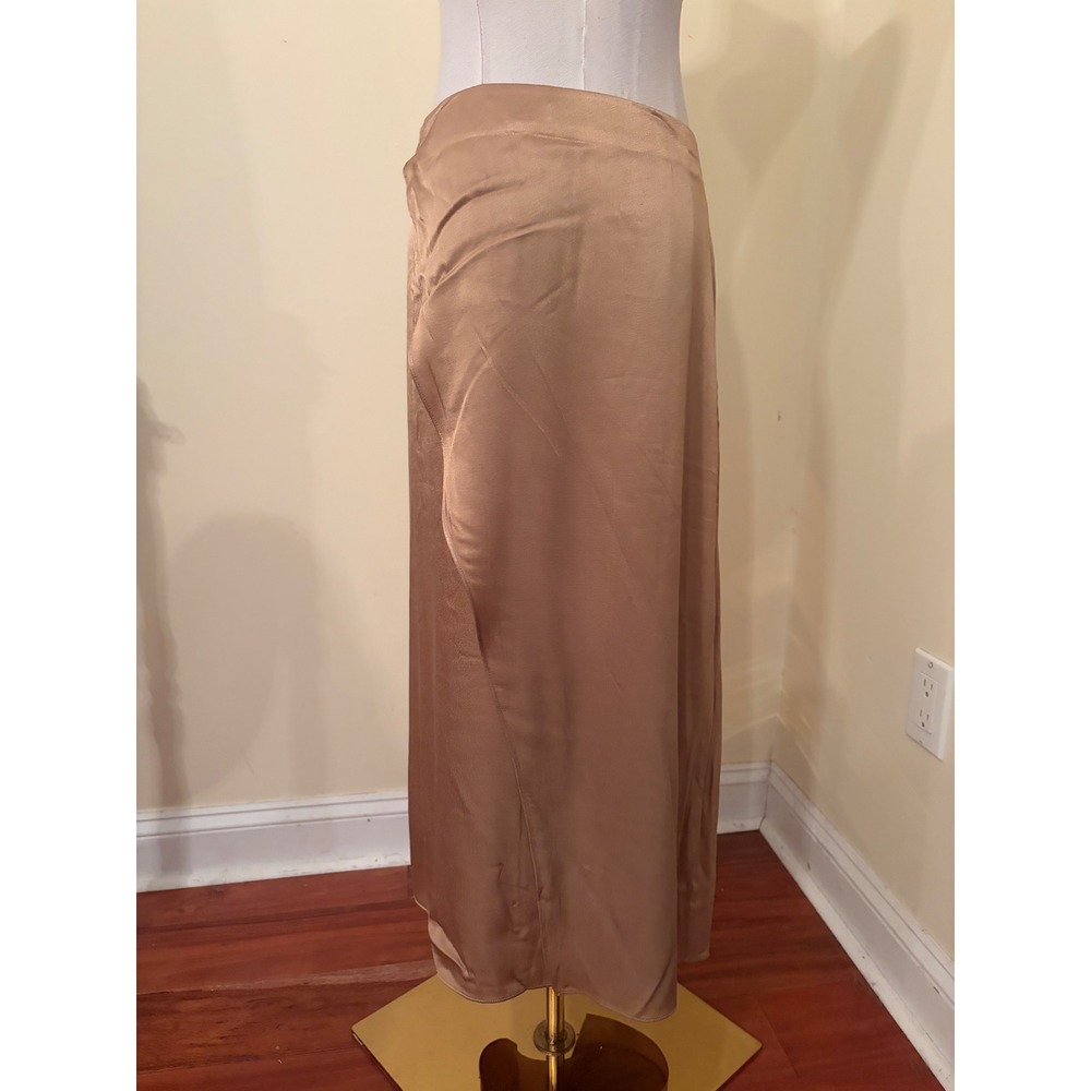 Vince Champagne Satin D-Ring Wrap Midi Skirt Size 12 Viscose Blend - Picture 7 of 7